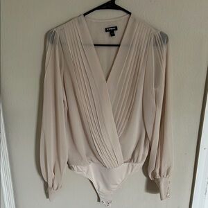 Express Cream Pleated Bodysuit